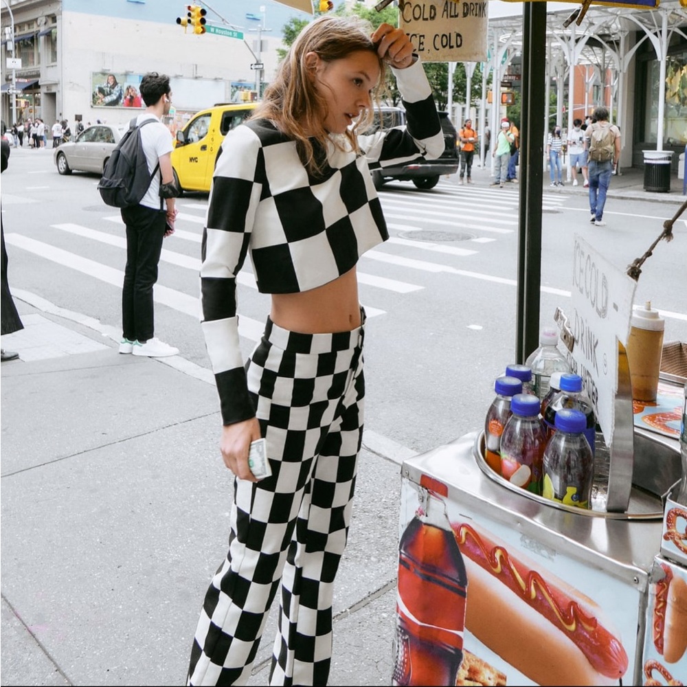 Zara Checkerboard Print Pants